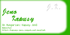 jeno kapusy business card